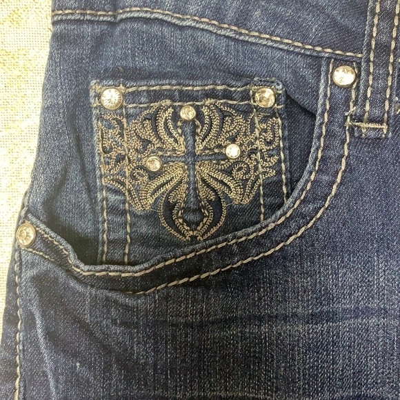 EARL Jeans dark blue wash Embellished straight leg jeans size 10 - Picture 7 of 13